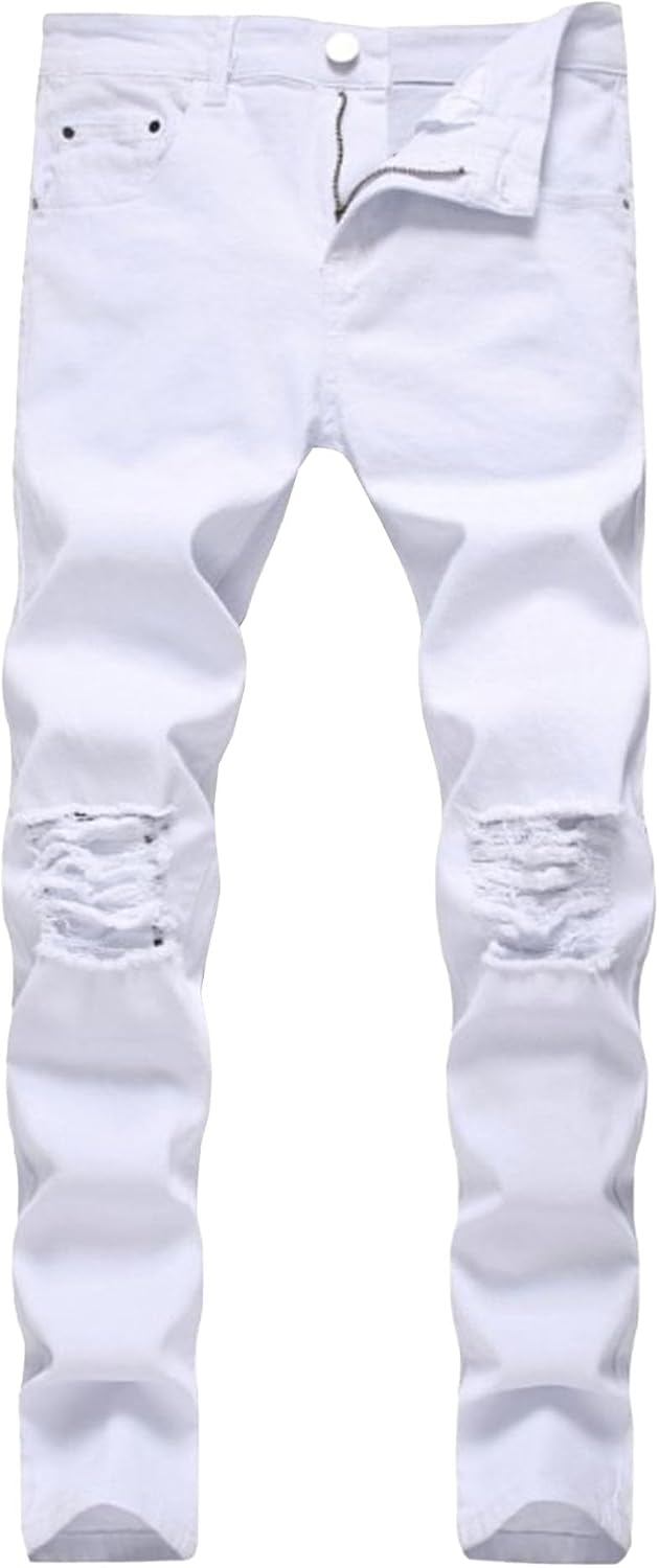 Herr Slim Fit-jeans herr stretch rippade slim fit skinny jeans mode raka ben komfortbyxor