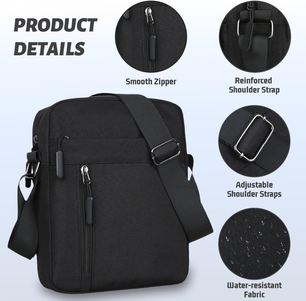 Aucuu Axelväska för män, Oxford Crossbody väska, vattentät liten sidoväska för män, ledig handväska, messengerväska med dragkedja och justerbar rem, lätt bröstväska för daglig användning, arbete