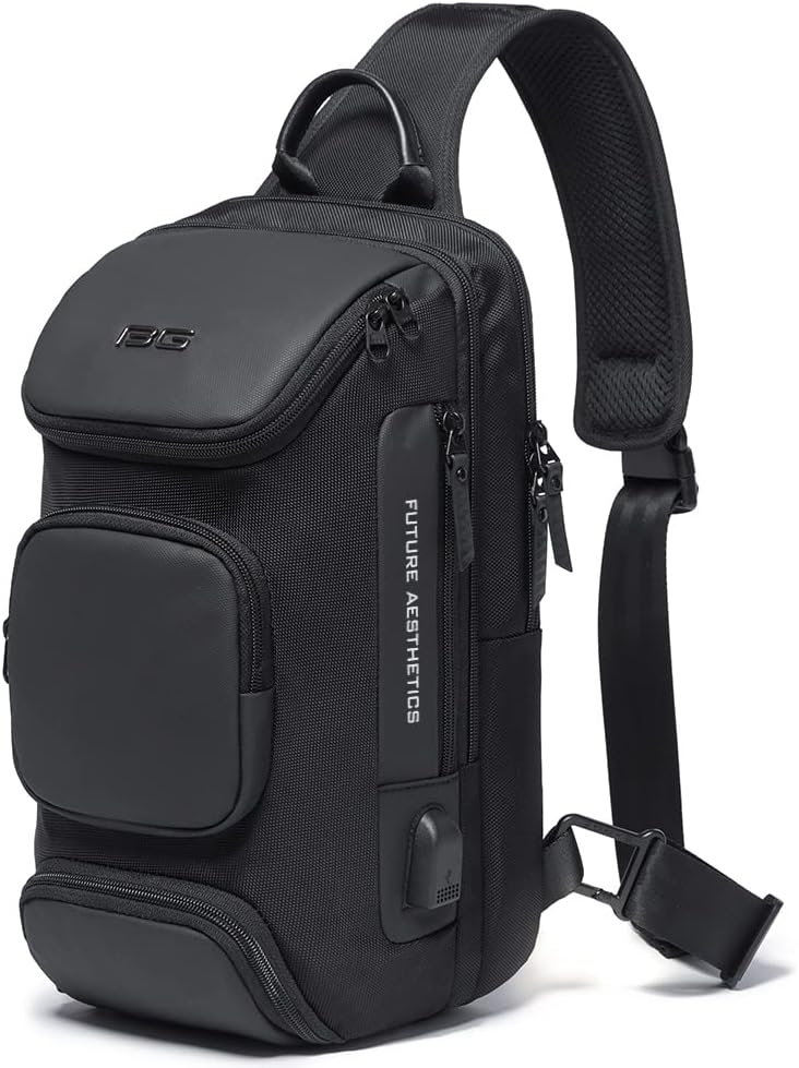BANGE Axelväska, vattentät bröstväska för män, crossbody-ryggsäck för män, Svart, Without Lock, Hållbar