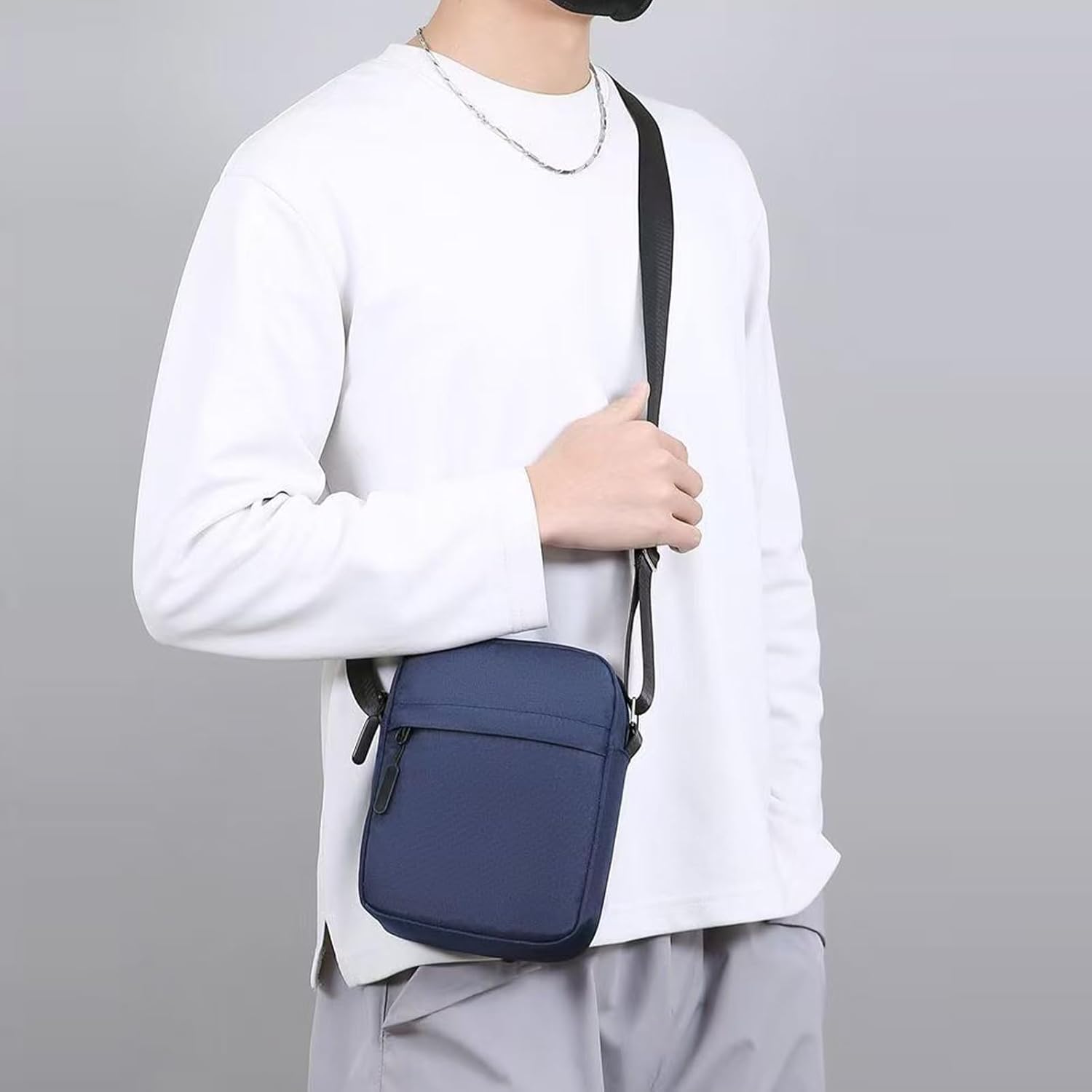 Aucuu Axelväska för män, Oxford Crossbody väska, vattentät liten sidoväska för män, ledig handväska, messengerväska med dragkedja och justerbar rem, lätt bröstväska för daglig användning, arbete