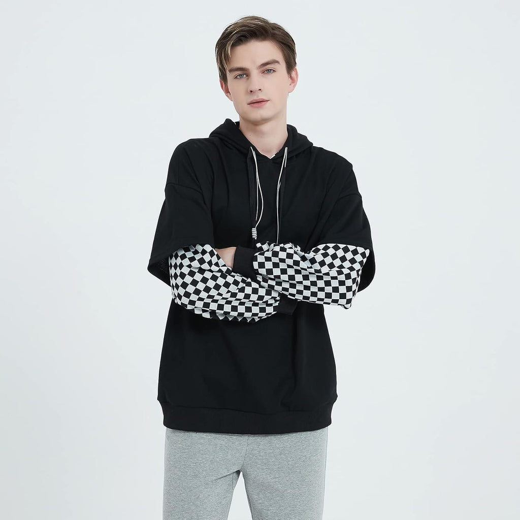 GURUNVANI Lappteknik huvtröjor herr bokstavstryck streetwear huvtröja herr sweatshirt