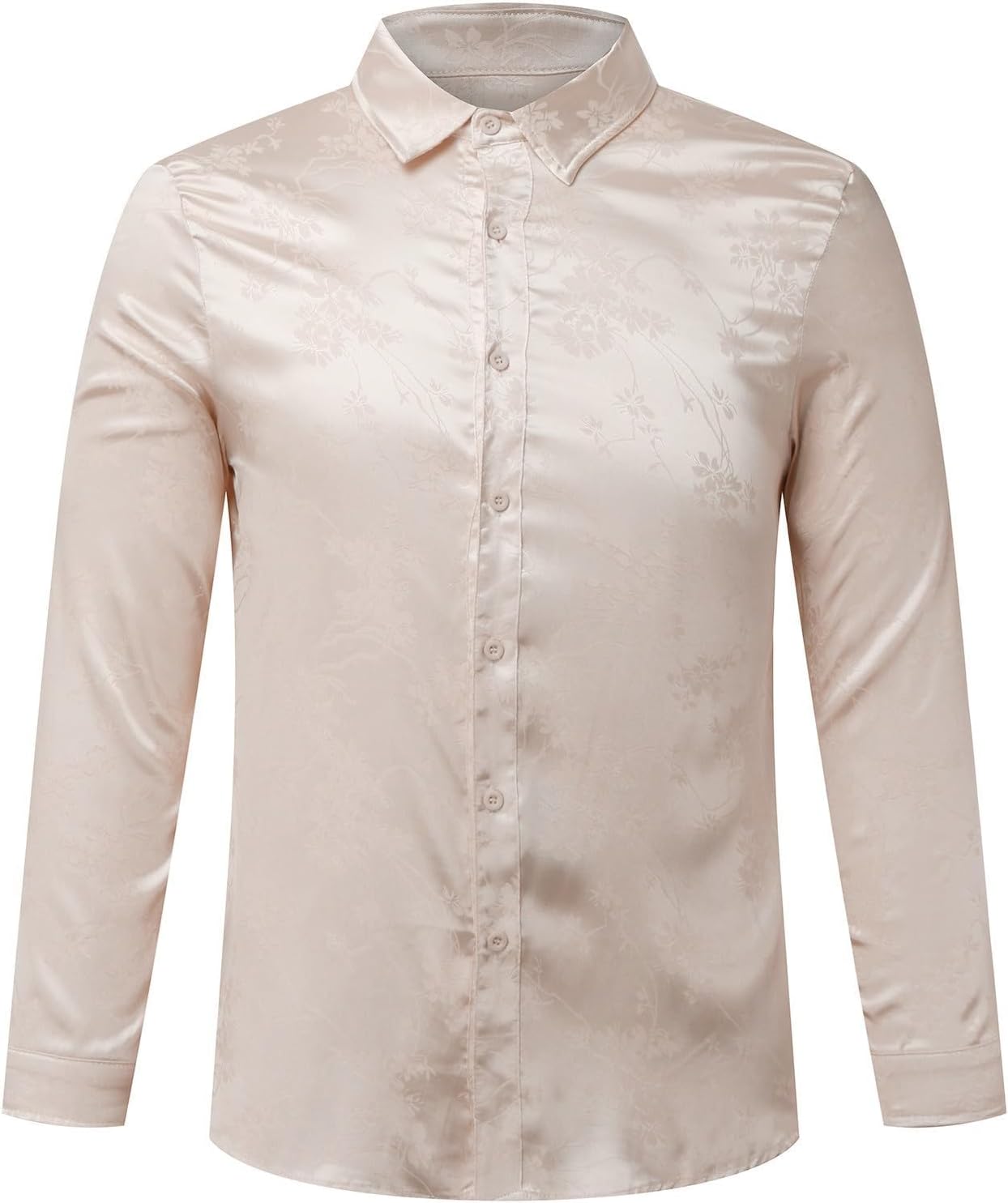 Herr lyx satinklänning skjortor glänsande siden som långärmad button down skjortor casual normal passform bröllop fest avslutningsbal toppar paljetter skjorta män