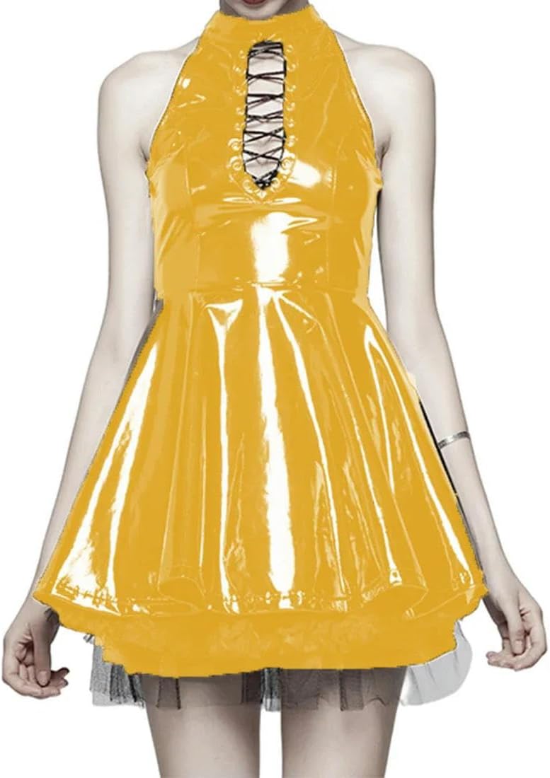Plus Size 7XL kvinnor poldans snörning kläder PVC trikåer läder klubb klänning bodysuit PVC klänning anpassningsbar