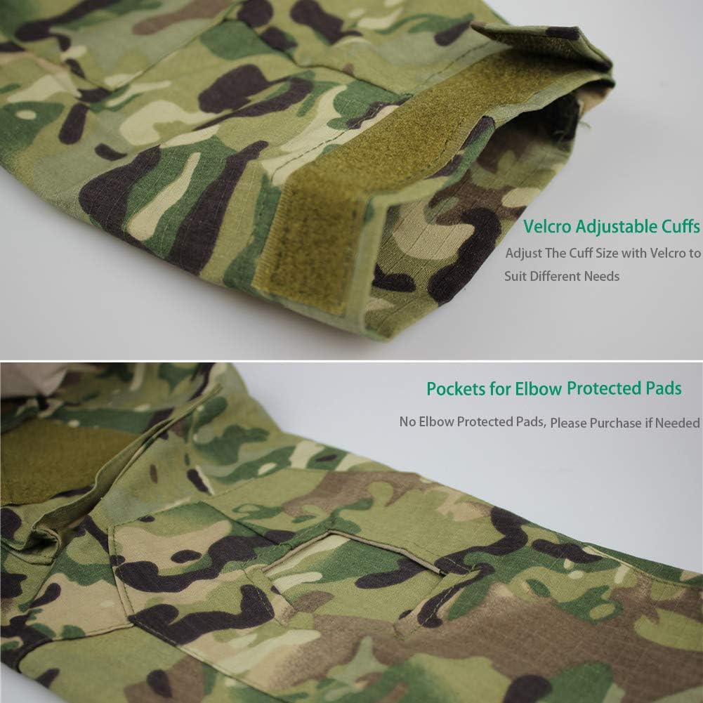 Tactical Combat T-shirt för män, Ripstop andningsbar tröja för jakt Military Airsoft