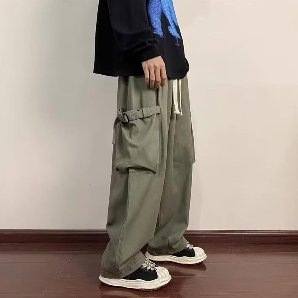 Trendiga fallskärmsbyxor för män trendiga unisex cargobyxor herr säckiga cargobyxor Y2K dragsko