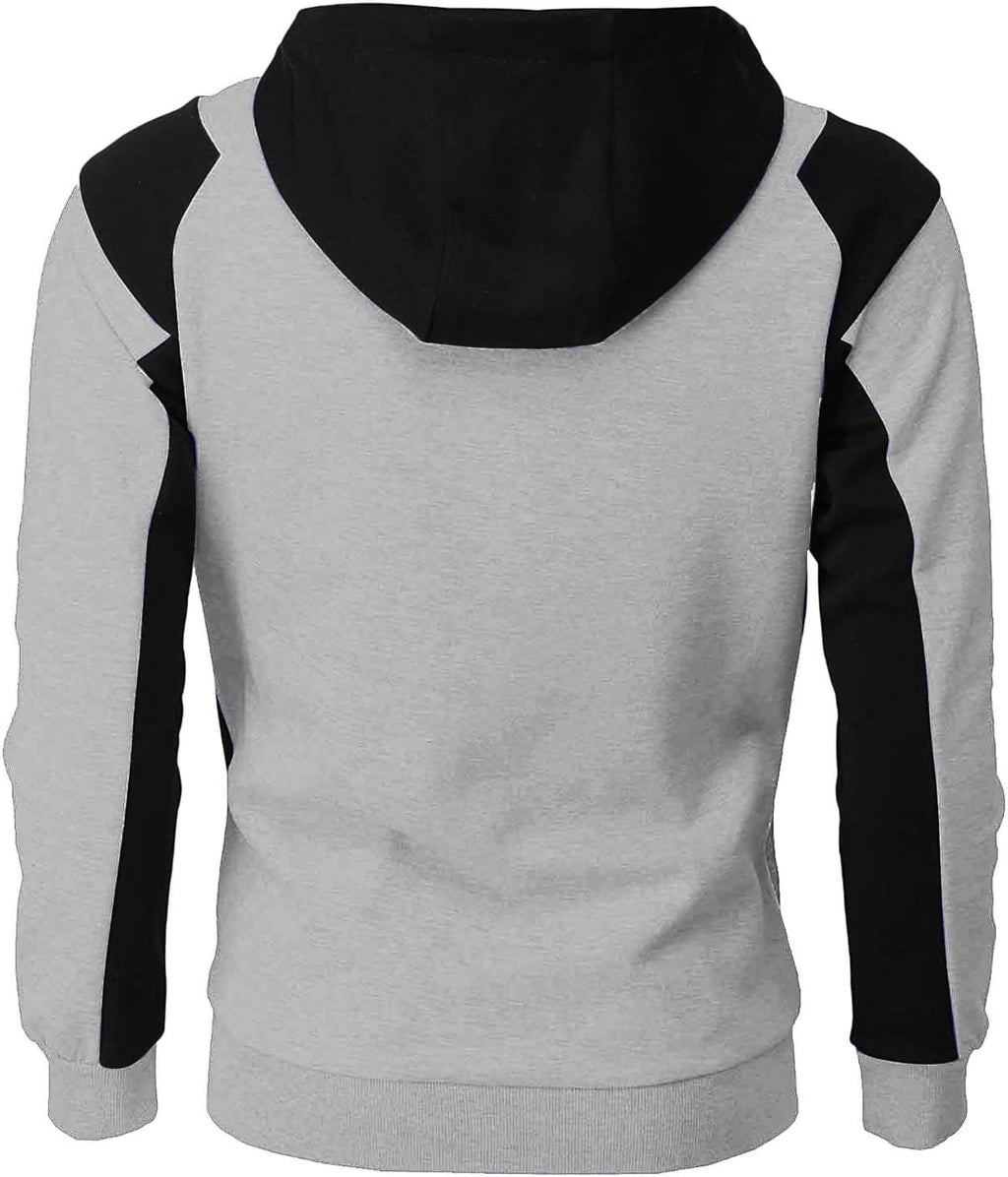 Generisk huvtröja med dragkedja för män, huvtröja med dragsko och fickor pullover tvåfärgad lapptäcke huvtröjor ledig hip hop sweatjacka slim fit andningsaktiv tröja cake casual mångsidig topp