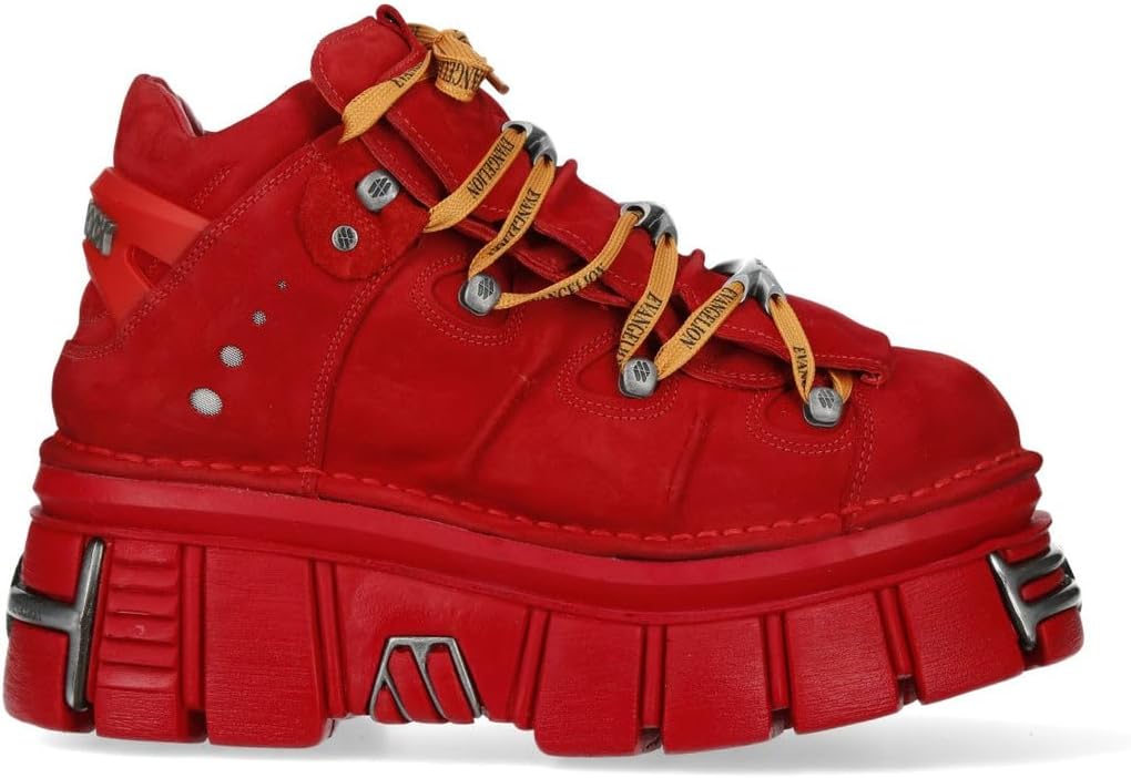 New Rock 106 S1 unisex gotisk punk svart metallisk plattform mode ankelstövlar