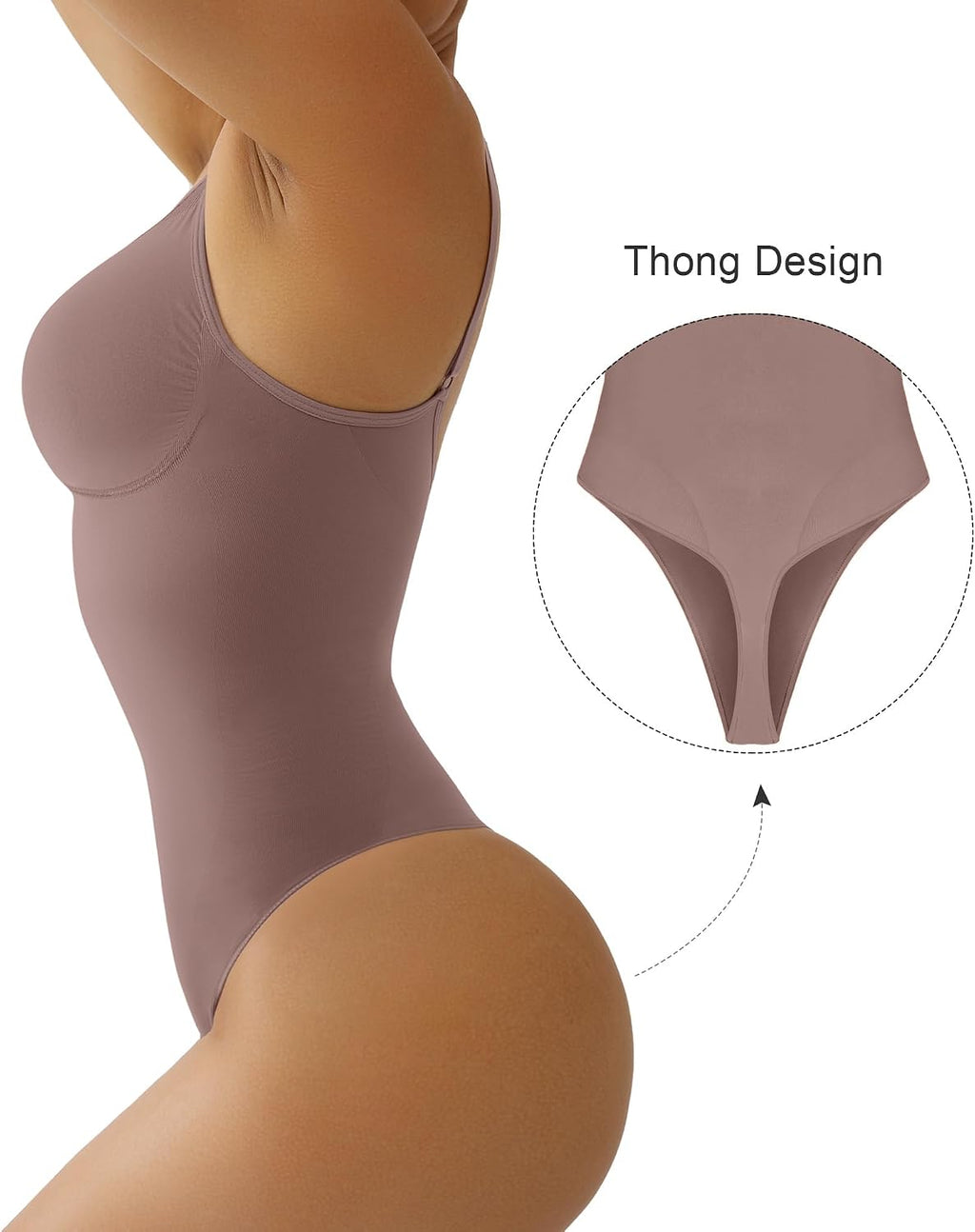 SHAPERX Women Sculpting Bodysuit Tummy Control Shapewear Seamless Body Shaper Thong Adjustable Straps