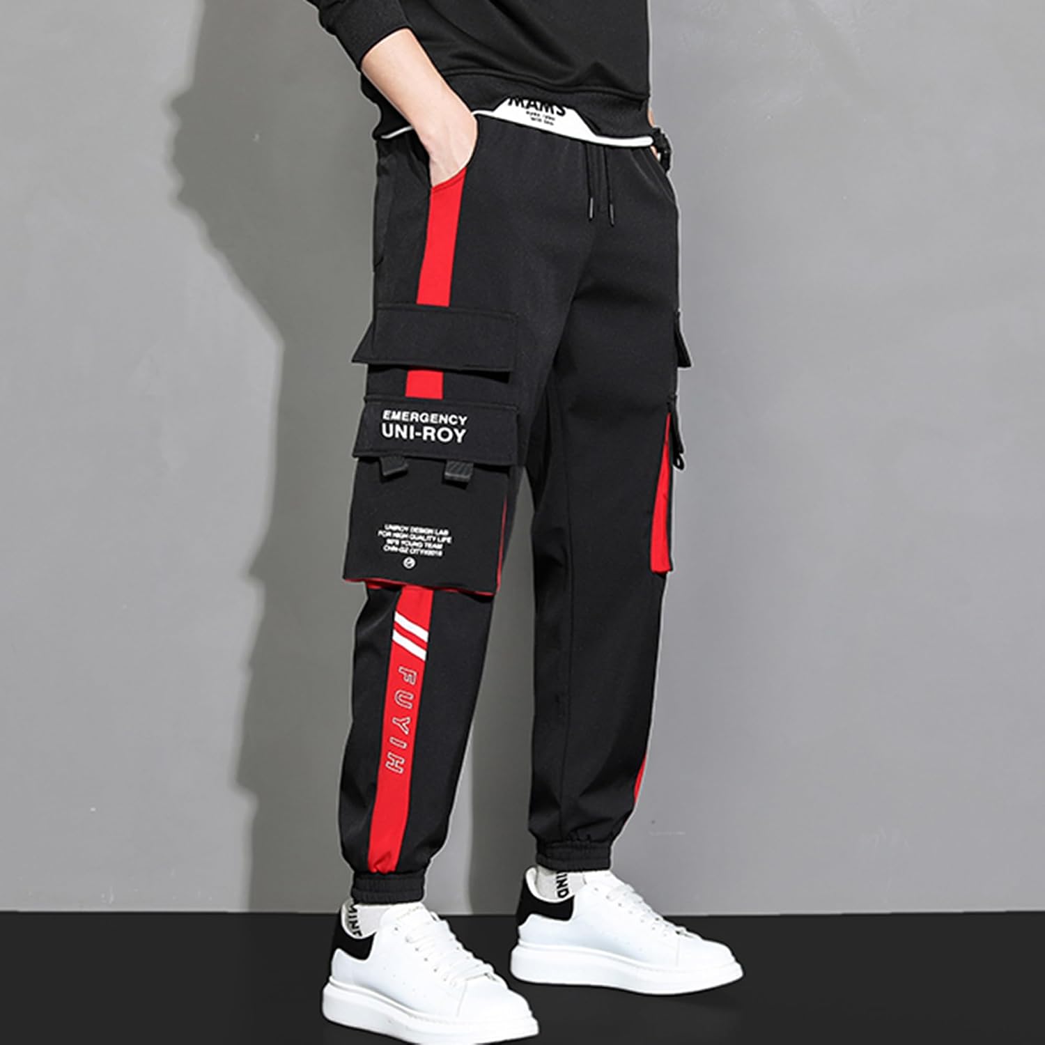 XYXIONGMAO Streetwear joggingbyxor casual sportbyxor säckiga vardagliga techwear hiphop träningsbyxor svarta cargobyxor för män