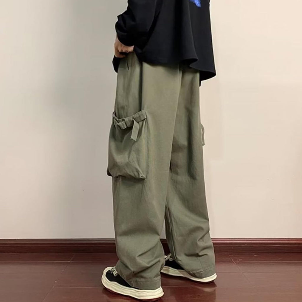 Trendiga fallskärmsbyxor för män trendiga unisex cargobyxor herr säckiga cargobyxor Y2K dragsko
