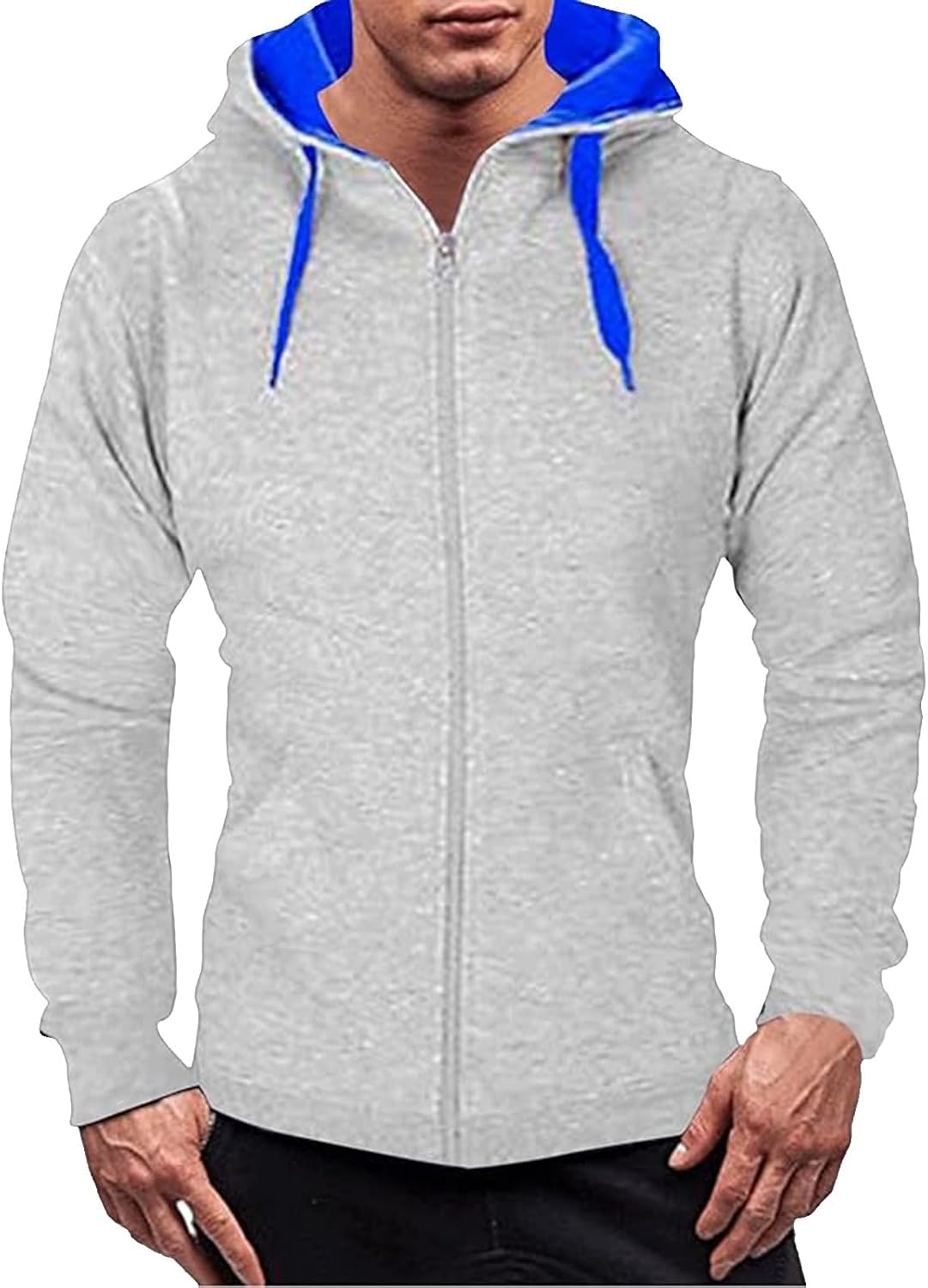 Generisk huvtröja för män, blousonjacka med dragkedja, dragsko, sweatjacka, överdimensionerad lös övergångsjacka, hip hop, trend, bomberjacka, enfärgad, ledig sportjacka för arbete och utomhus