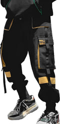 Herrjoggingbyxor punk cargo baggy techwear streetwear hiphop par kvinnor unisex sport vardagsbyxor, Svartgul, XL