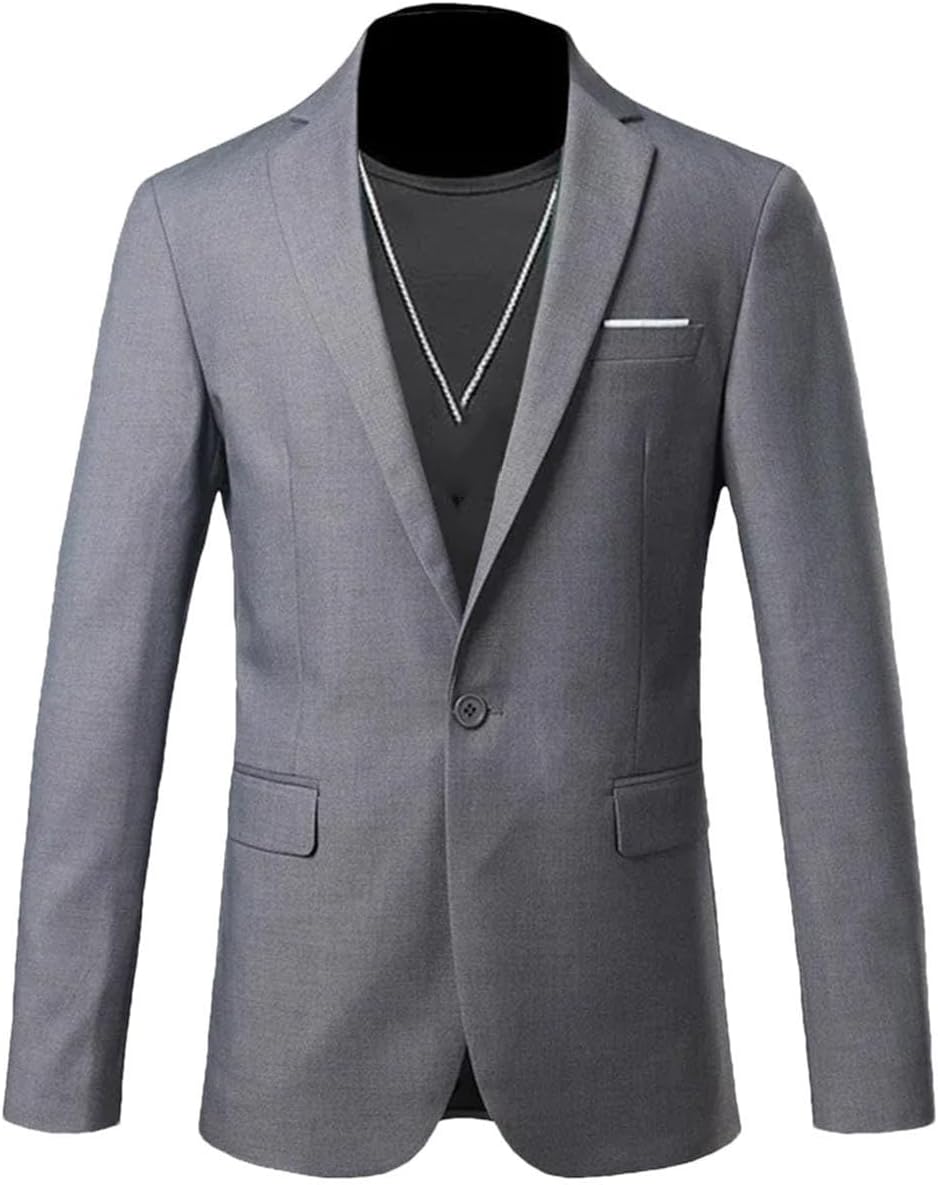 Hgvcfcv Casual business herr blazer brudgum bröllopsklänning kavajer för män kostym toppar jacka kappa enfärgad kostymjacka