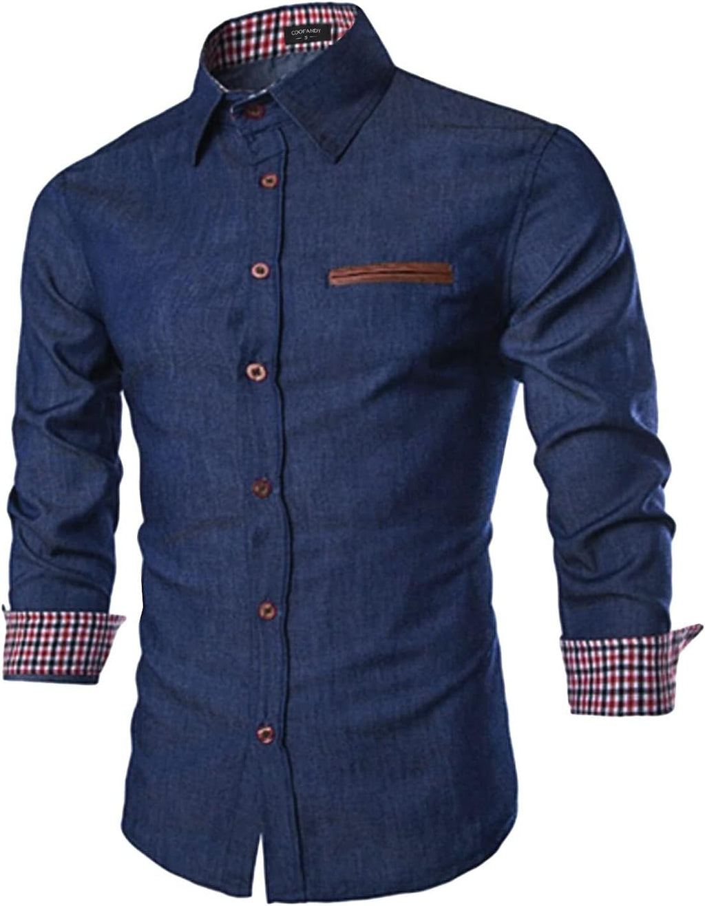 COOFANDY jeansskjorta för män, denimskjorta, långärmad skjorta, cowboystil, fritidsskjorta, män, Kent krage, affärer, ledig