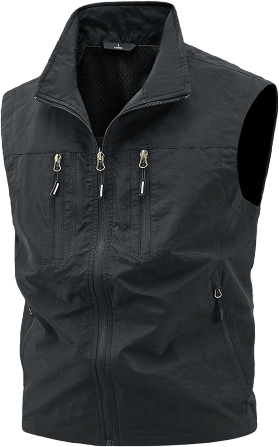 mäns fiskeväst för fyra årstider, utomhus, avslappnad, tunn, med dragkedja, stor storlek tank top bustier