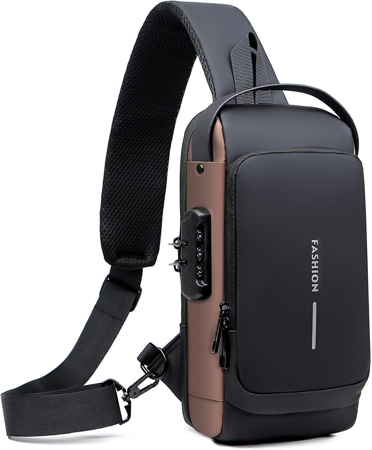 Axelväskor för män och kvinnor, vattentät bröstväska med USB-laddningsport stöldskydd lösenordslås crossbody ryggsäck liten flex axelväska för vandring cykling löpning resor