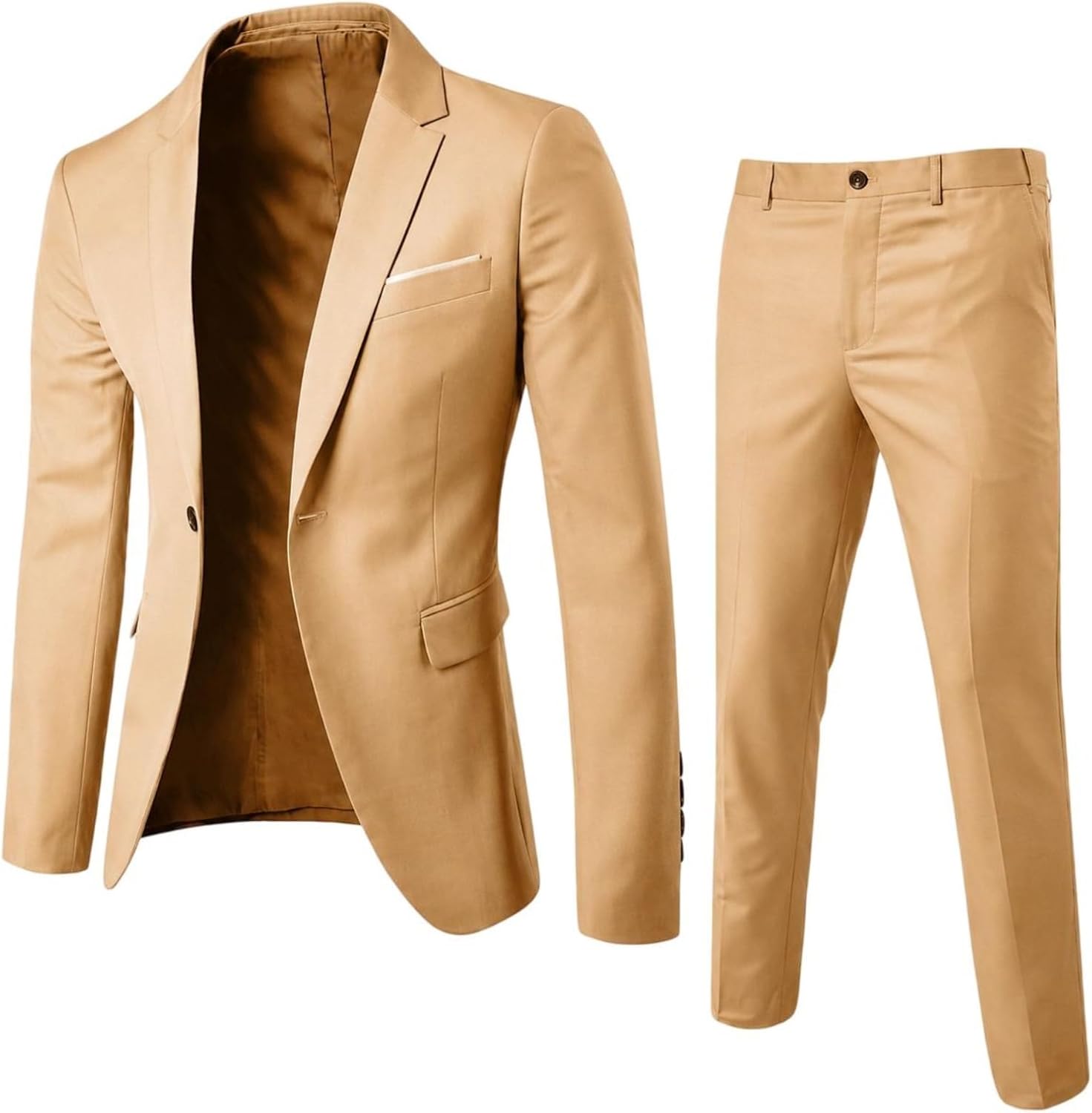 herr 2-delat kostymset slim fit med fallande en-knapp-drömare/brudgum kavaj och byxor för bröllop fest och affärer