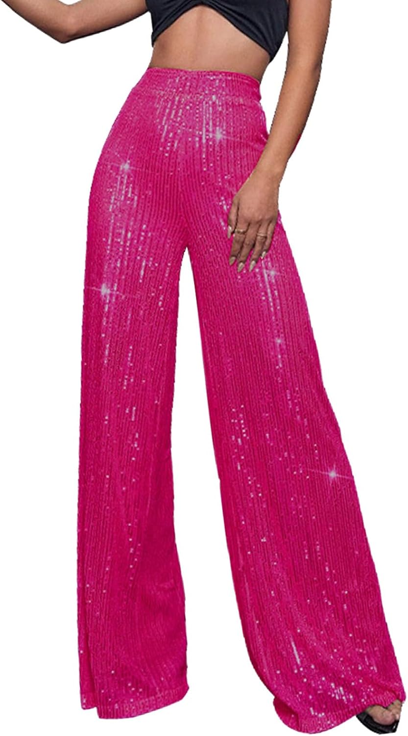 Glitterbyxor, dam, långa guld – paljettbyxor, dam, silver, paljetter, byxor, långa palazzobyxor, glänsande byxor, hög midja, joggingbyxor, långa yogabyxor, karneval, kostym 2025, nyårsafton, outfit,