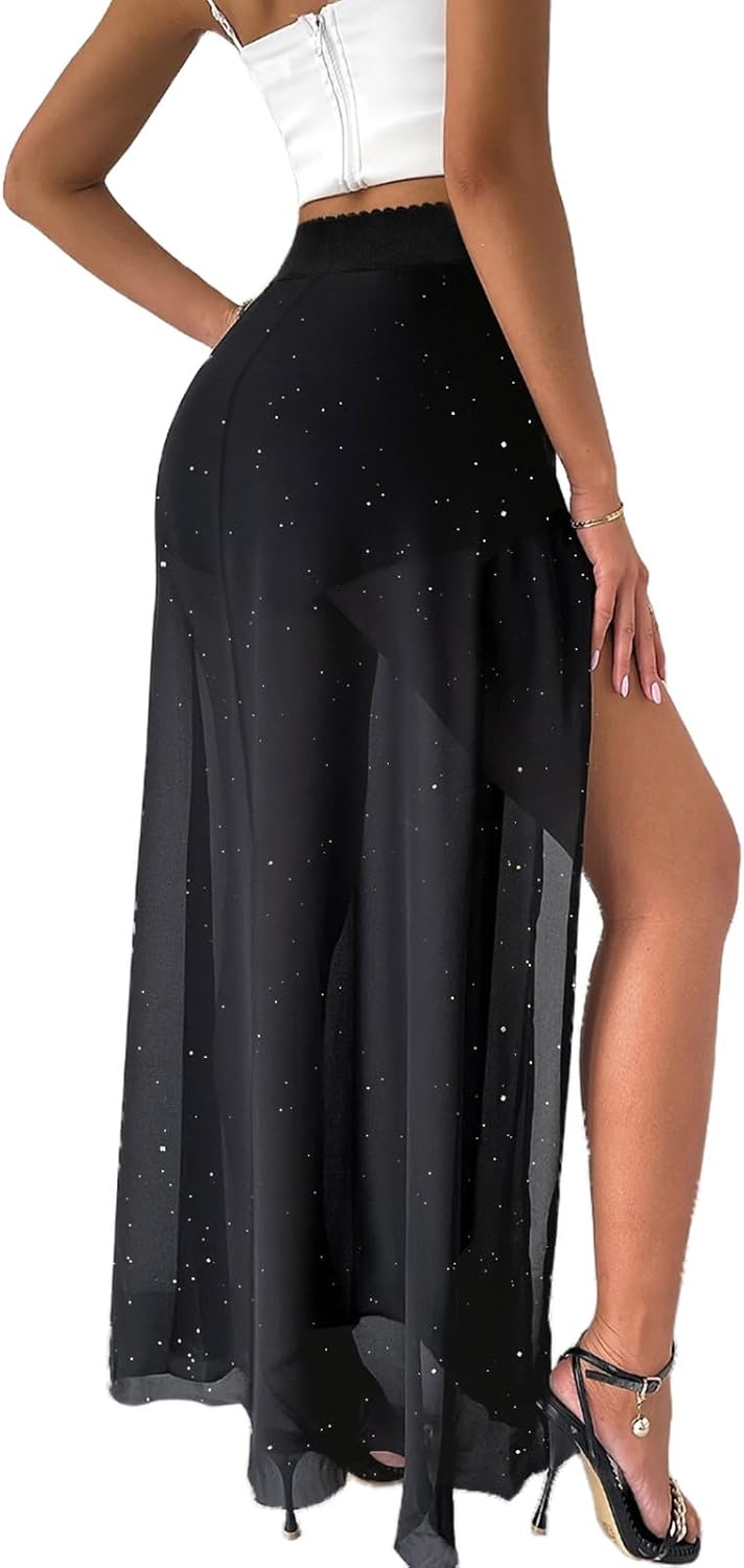 Glitter tyllkjol dam lång puffy glitter kjol tutu kjol 50-talet paljetter tutu kjolar paljettkjol glitterkjol underkjol karnevalkostymer festival outfit karneval kostym karneval kostym karneval kostym