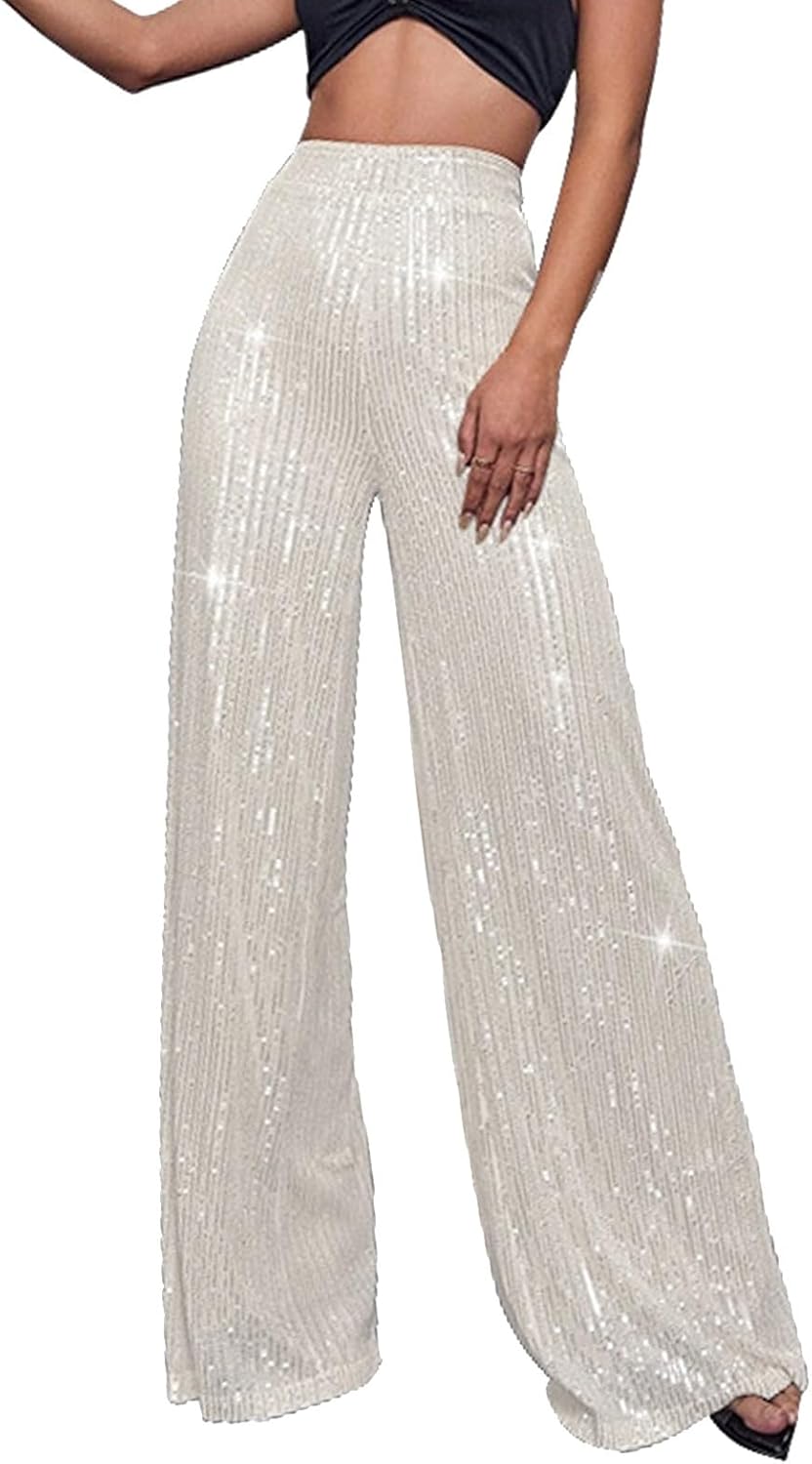 Glitterbyxor, dam, långa guld – paljettbyxor, dam, silver, paljetter, byxor, långa palazzobyxor, glänsande byxor, hög midja, joggingbyxor, långa yogabyxor, karneval, kostym 2025, nyårsafton, outfit,
