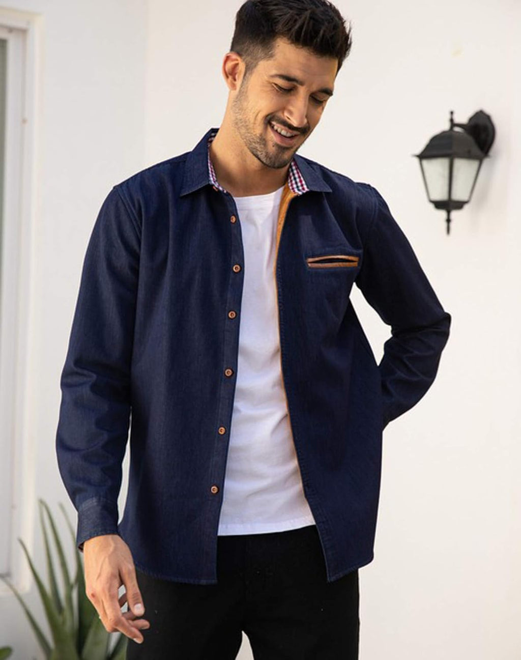 COOFANDY jeansskjorta för män, denimskjorta, långärmad skjorta, cowboystil, fritidsskjorta, män, Kent krage, affärer, ledig