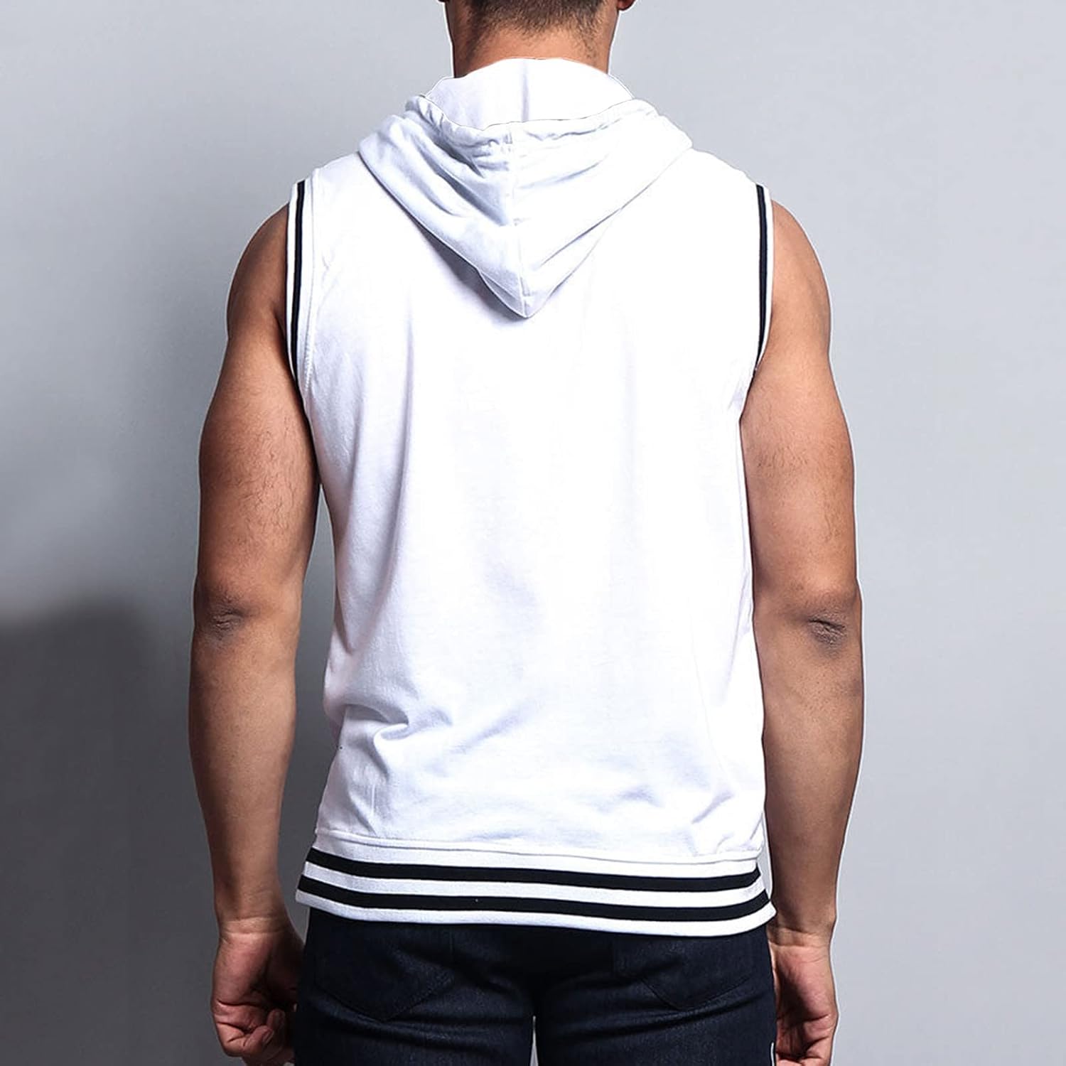 Sport huvjacka för män, tanktopp, huvtröja, gym, fitness, ärmlös huvtröja, muskelskjorta med dragkedja, ärmlös huvtröja för män med fickor, ledig tankskjorta med huva, sommarväst