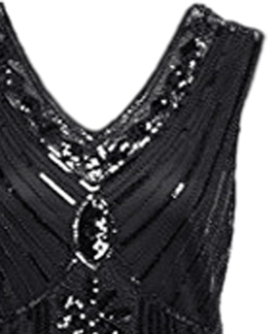 Hahaemma 1920-tals-vintageklänning, flapper-/charleston-klänning, Great Gatsby, med paljetter, tofsar och fåll, som examensbalklänning, aftonklänning, cocktailklänning eller kostymklänning