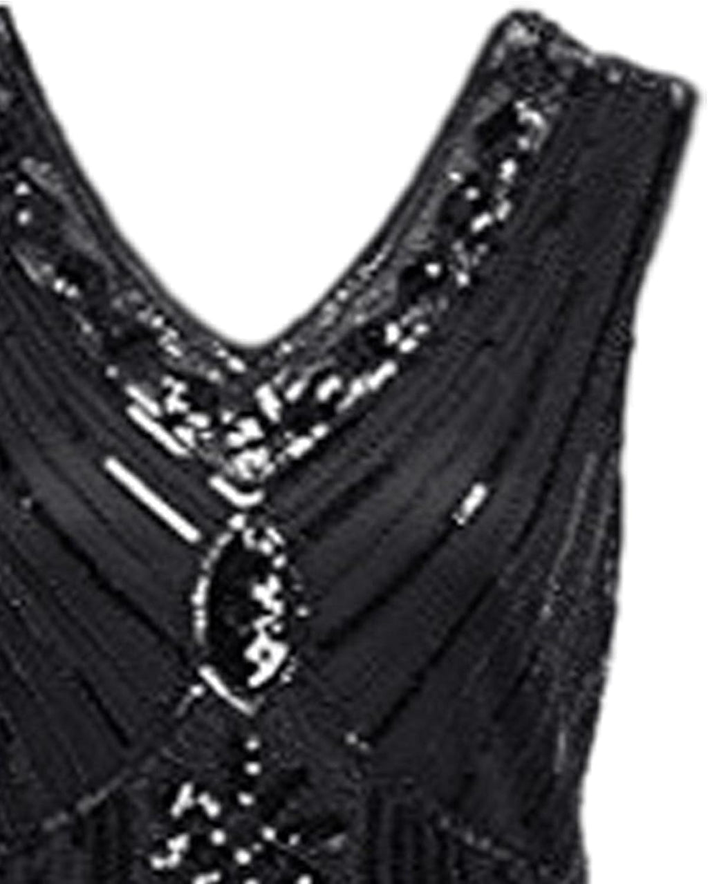 Hahaemma 1920-tals-vintageklänning, flapper-/charleston-klänning, Great Gatsby, med paljetter, tofsar och fåll, som examensbalklänning, aftonklänning, cocktailklänning eller kostymklänning