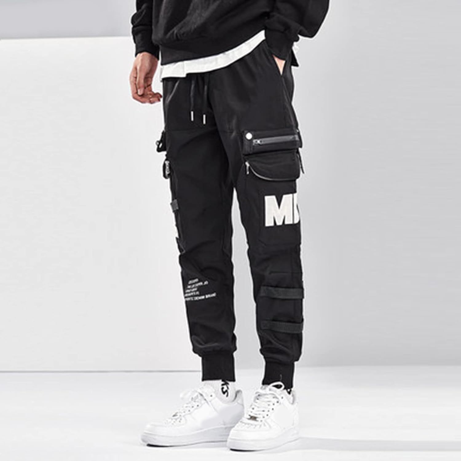 XYXIONGMAO Herr svarta cargobyxor Techwear streetwear hiphop träningsbyxor joggingbyxor cargobyxor för män