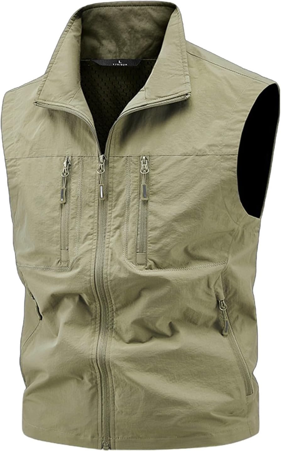 mäns fiskeväst för fyra årstider, utomhus, avslappnad, tunn, med dragkedja, stor storlek tank top bustier
