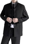 Casual Mandarin Collar Blazer FöR MäN LäTt Fodrad Business Coats Slim Fit Svart Kostymjacka