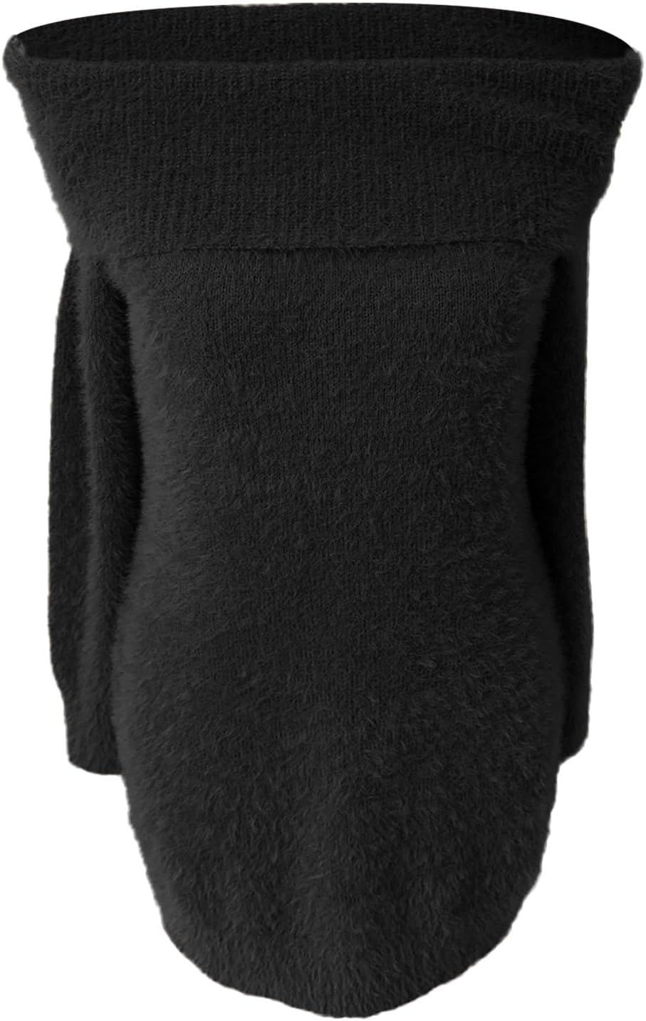 Stickad klänning för kvinnor off-shoulder-bodycon-tröja med långa ärmar för vintersemester