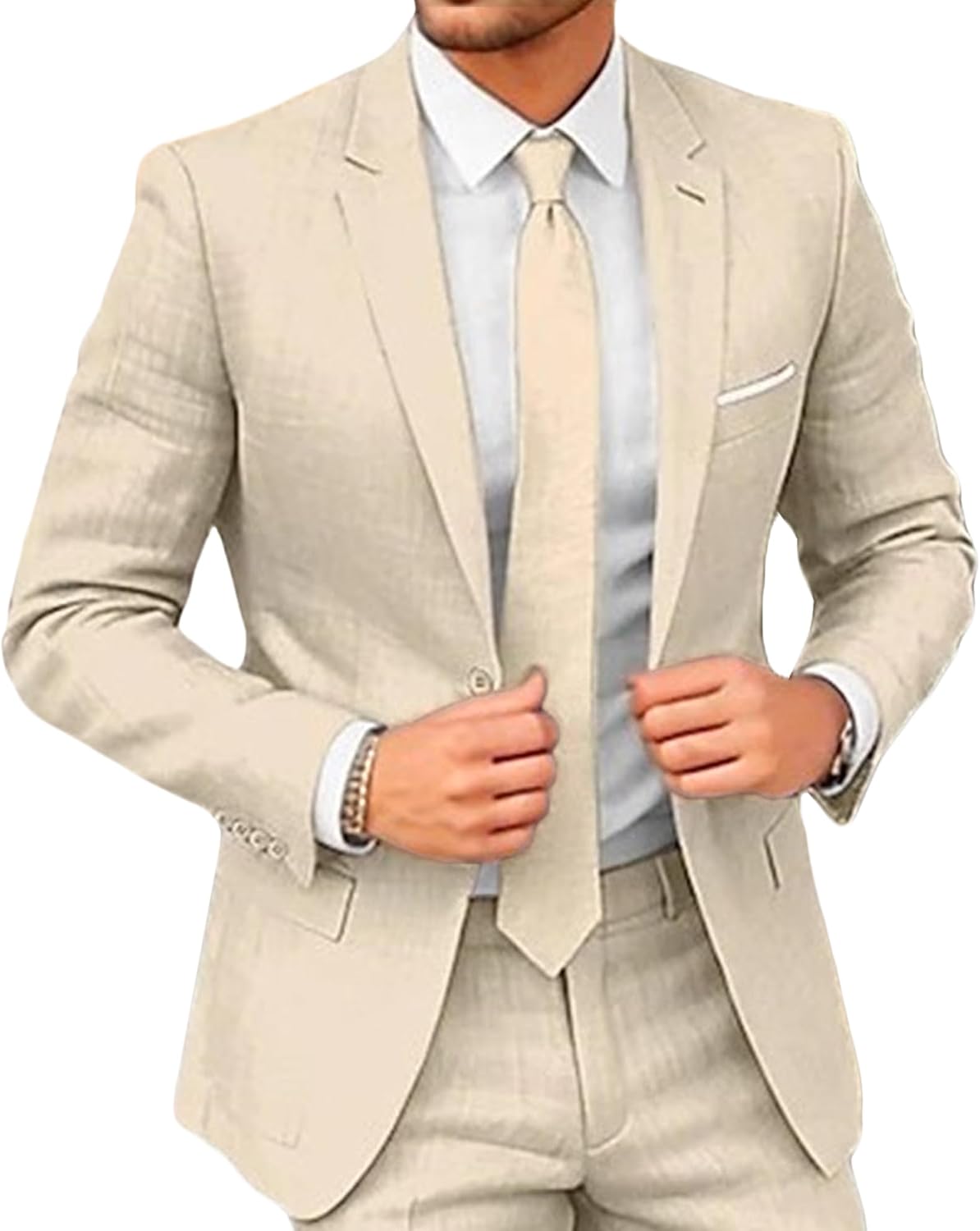 Herr Classic Fit bröllop formella set 2-delad kostym, solid jacka och byxor set för män bal fest & affärer