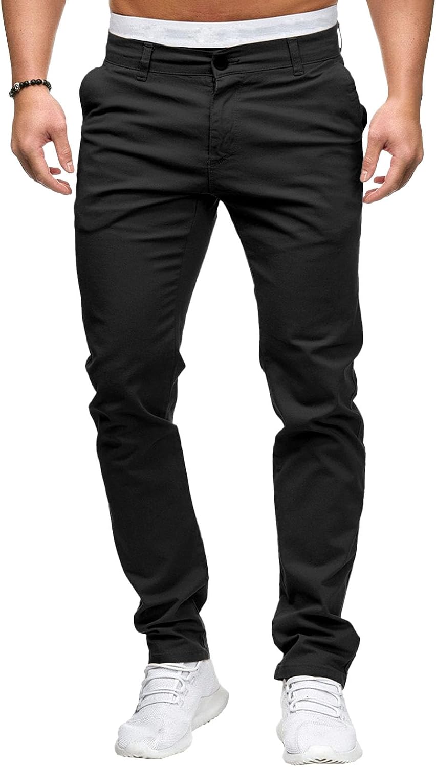 Herrbyxor med slim fit, chinos och stretch framtill, lätta affärsbyxor, vardagliga kontorsbyxor