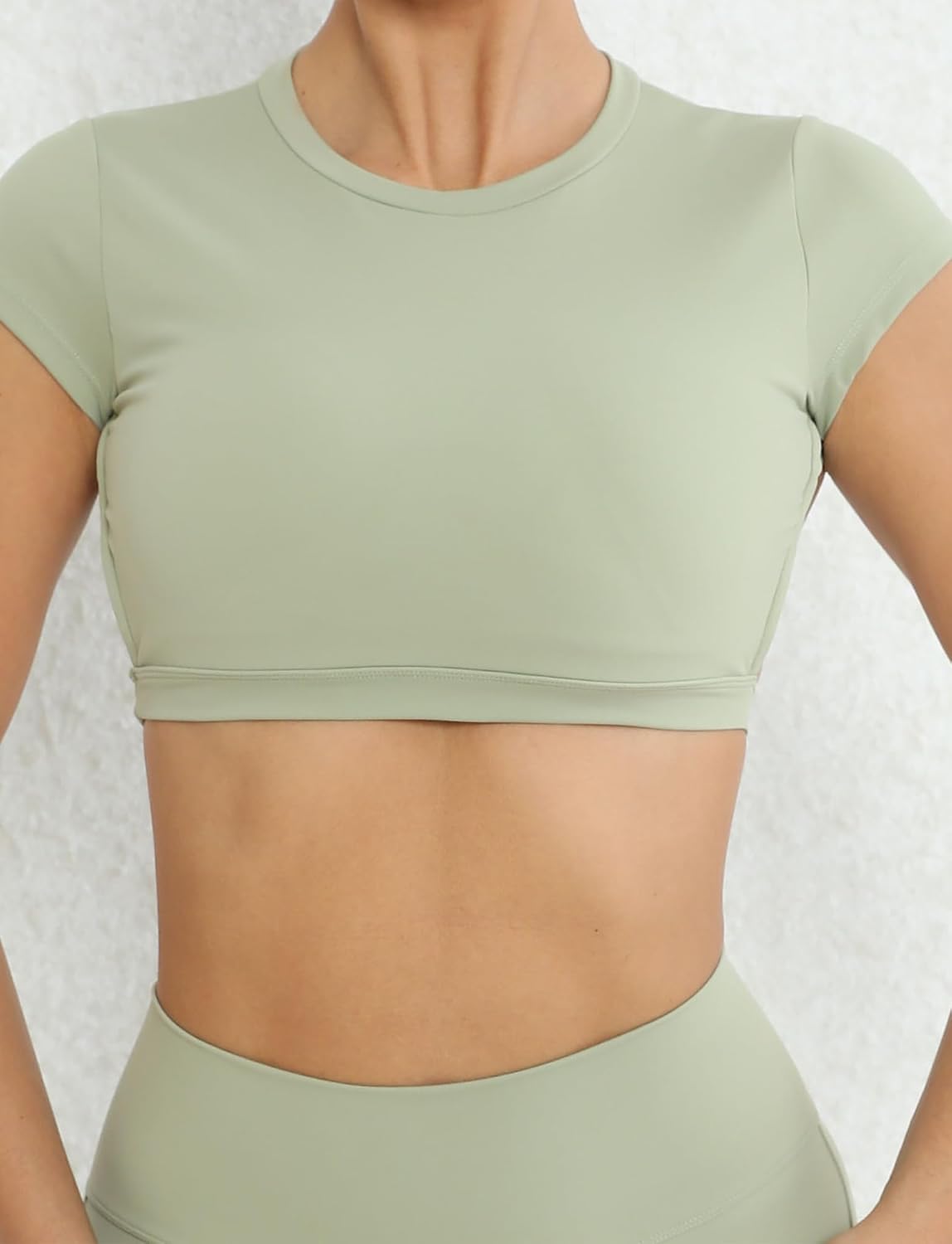 SEAUR Gym topp damer rygglös vadderad crop topp tajt sport löpartröja yoga fitness kortärmad t-shirt magfri sportskjorta rund hals mjuk S-L