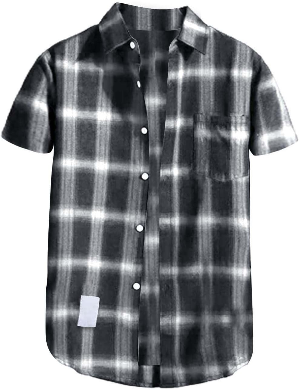 rutig skjorta herr kortärmad tippning krage lös passform t-shirt med ficka icke-järn button-down rutiga skjortor lätta och bekväma klassiska herrtoppar för vardaglig användning