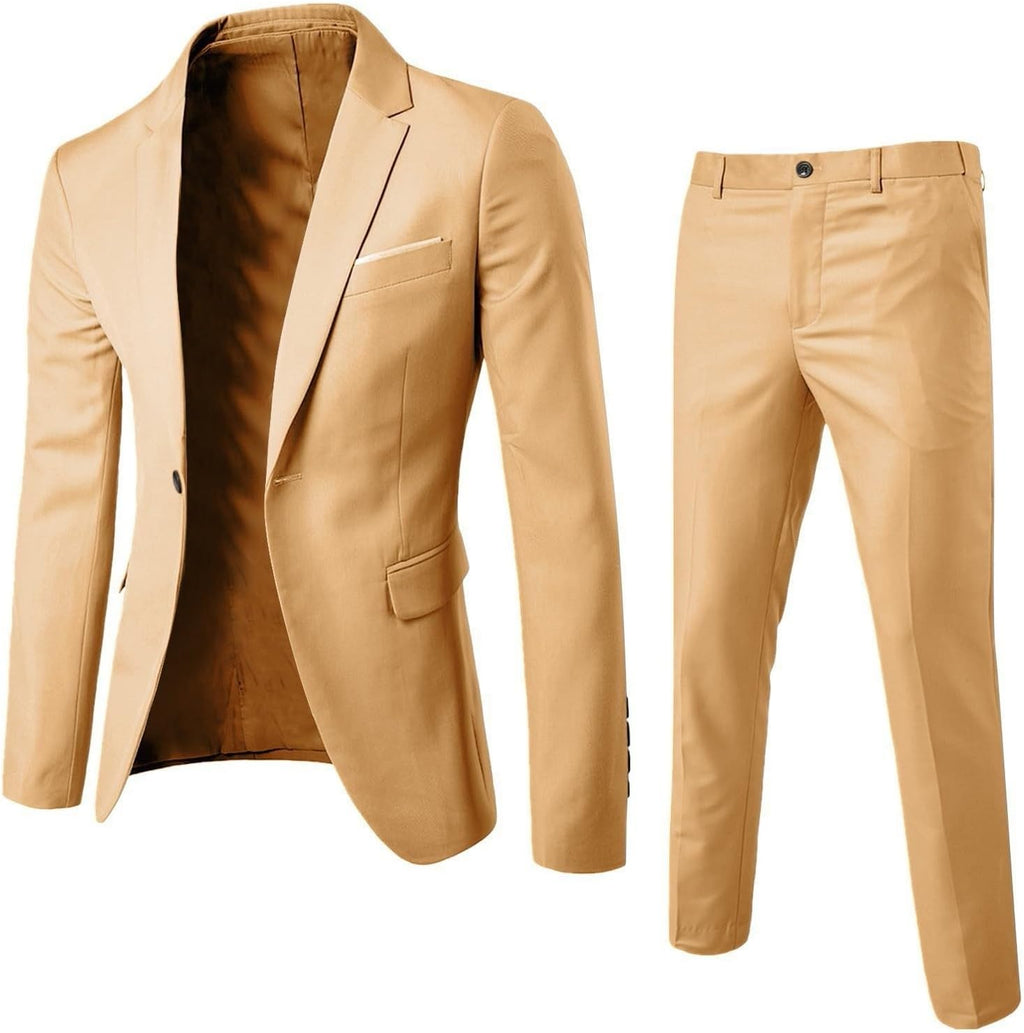 herr 2-delat kostymset slim fit med fallande en-knapp-drömare/brudgum kavaj och byxor för bröllop fest och affärer