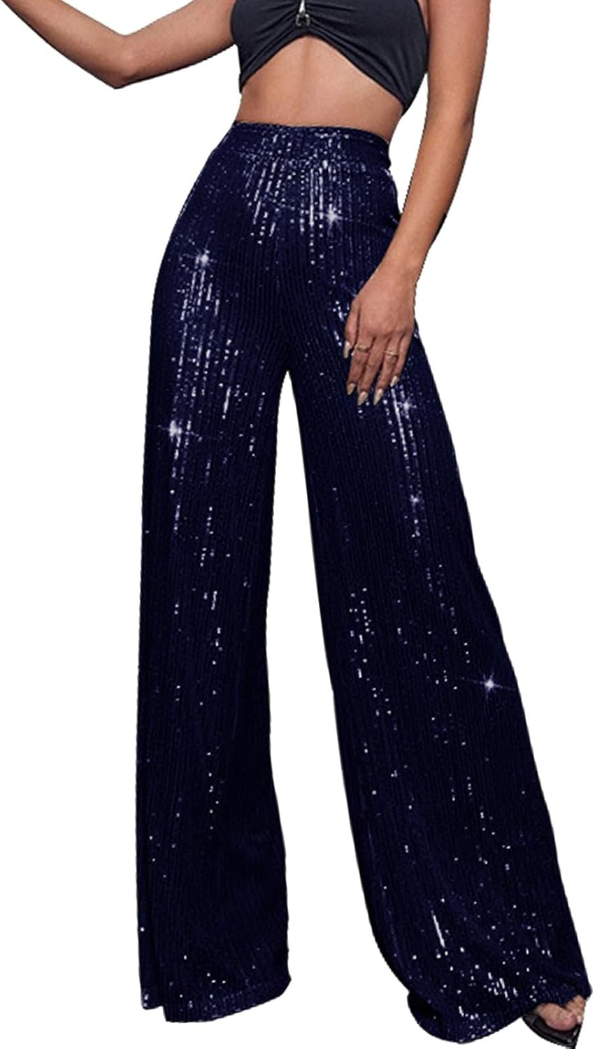 Glitterbyxor, dam, långa guld – paljettbyxor, dam, silver, paljetter, byxor, långa palazzobyxor, glänsande byxor, hög midja, joggingbyxor, långa yogabyxor, karneval, kostym 2025, nyårsafton, outfit,