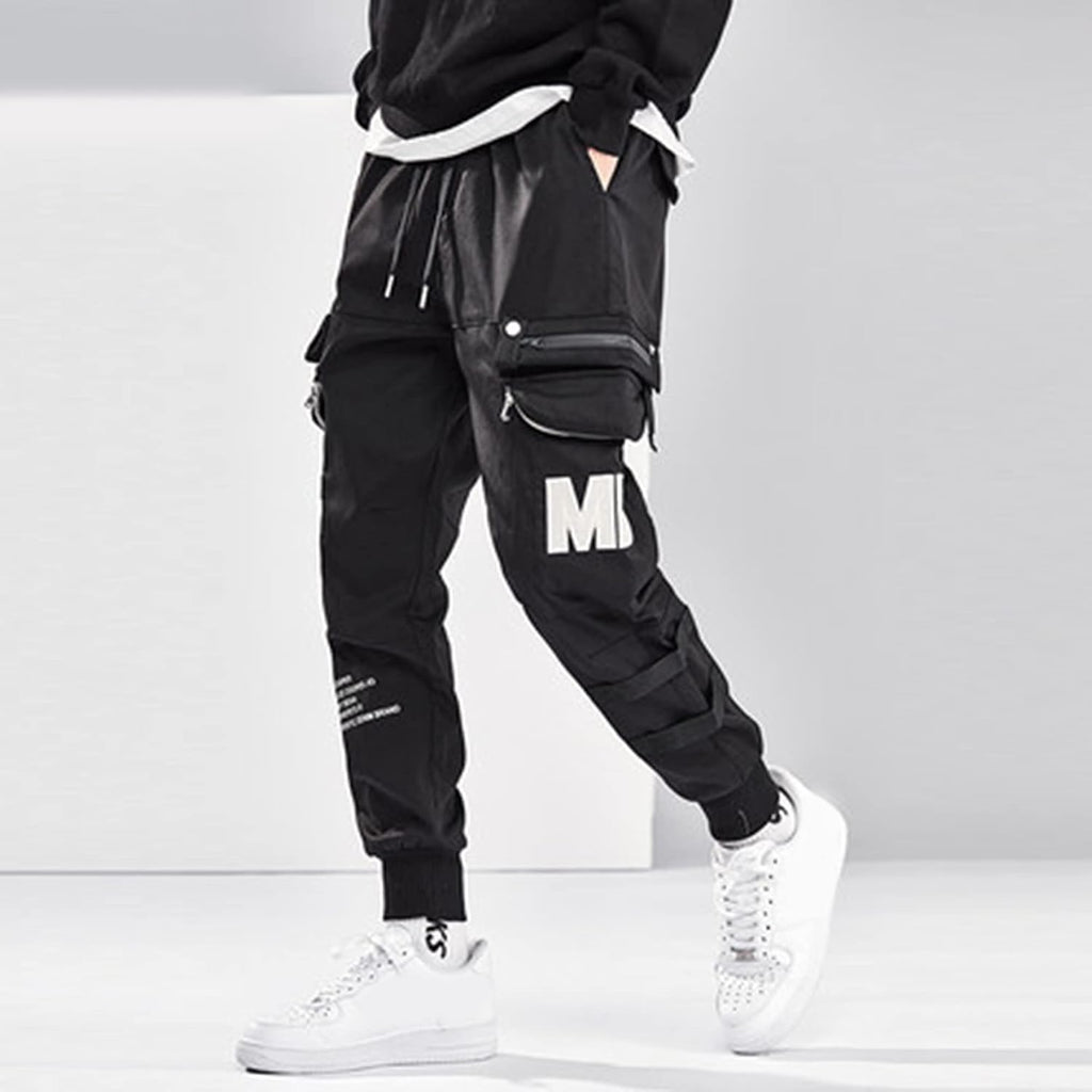 XYXIONGMAO Herr svarta cargobyxor Techwear streetwear hiphop träningsbyxor joggingbyxor cargobyxor för män
