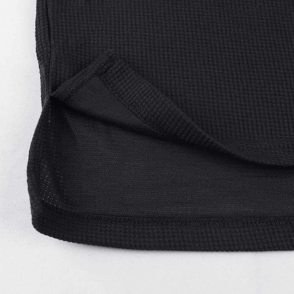 Muscle Alive Basic långärmad våffeltröja för män lös passform träning pullover rund hals skjorta