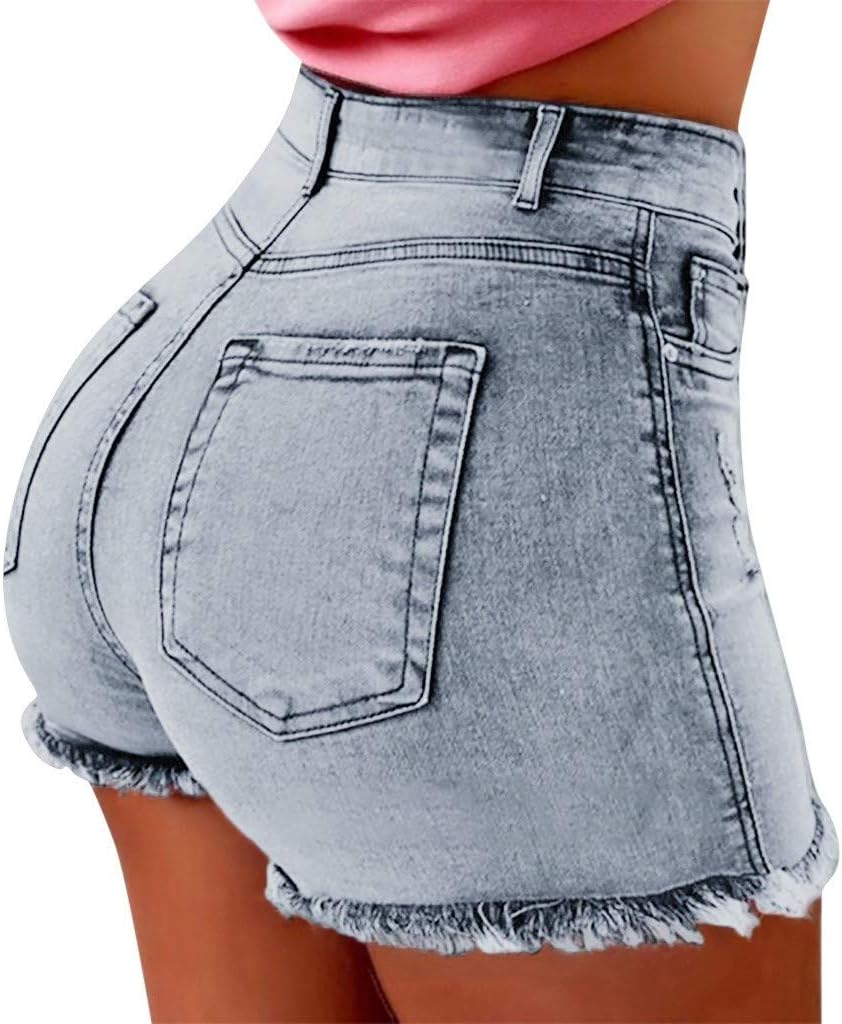Korta byxor dam jeans – hög midja jeans för kvinnor stretch bekväma sommarjeans stretch denim hot pants regular fit tygbyxor fritidsbyxor casual jeans sweatpants superstretch jeans shorts