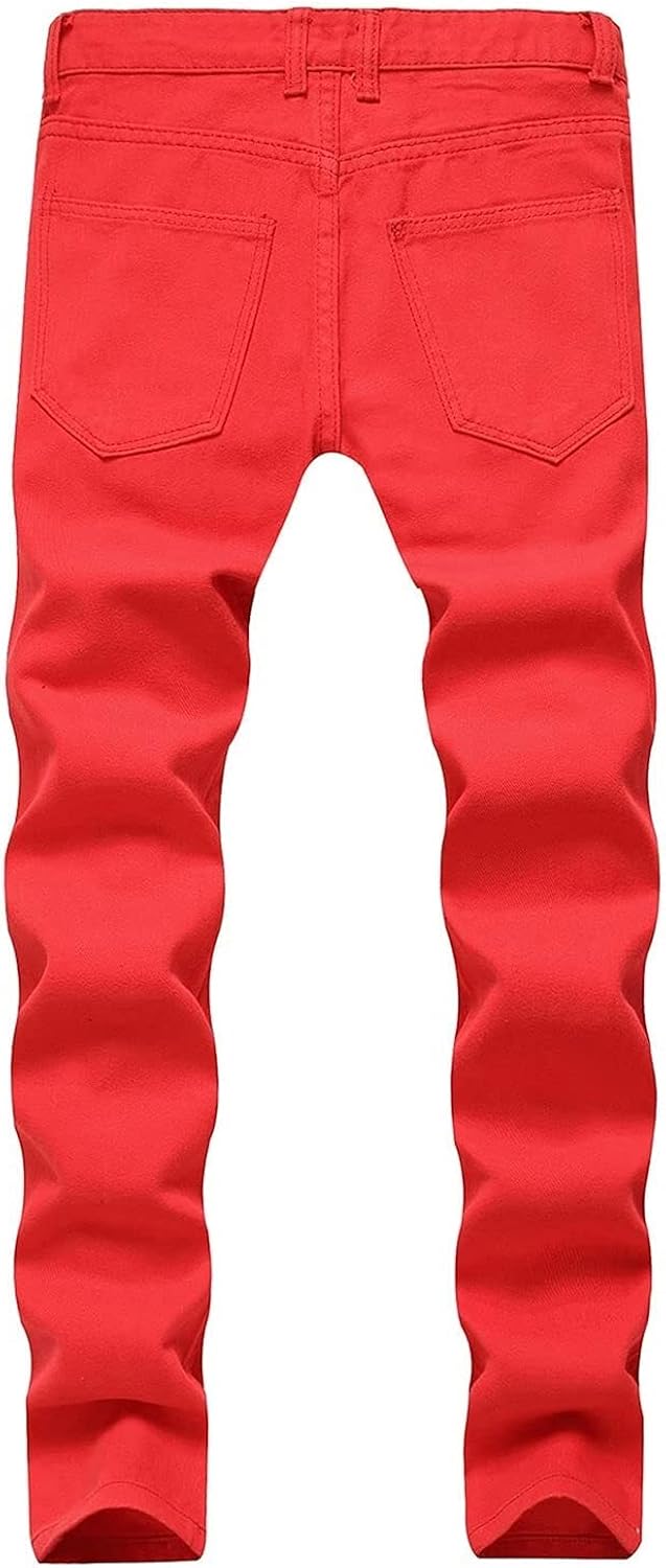 Mäns rippade jeans slim fit jeans för skinny rippad motorcykel mode tryckt bekväm stretch denim jeans byxor
