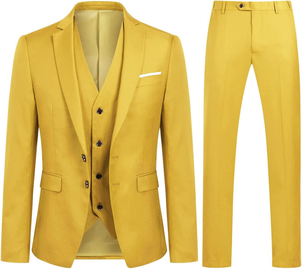 YOUTHUP 3-delad kostym smal passform för män elegant business bröllop kostym blazer västar byxor