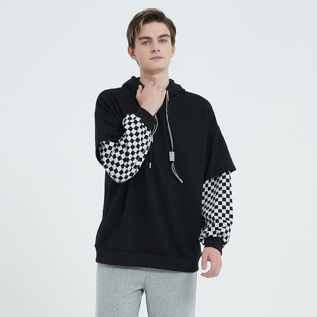 GURUNVANI Lappteknik huvtröjor herr bokstavstryck streetwear huvtröja herr sweatshirt