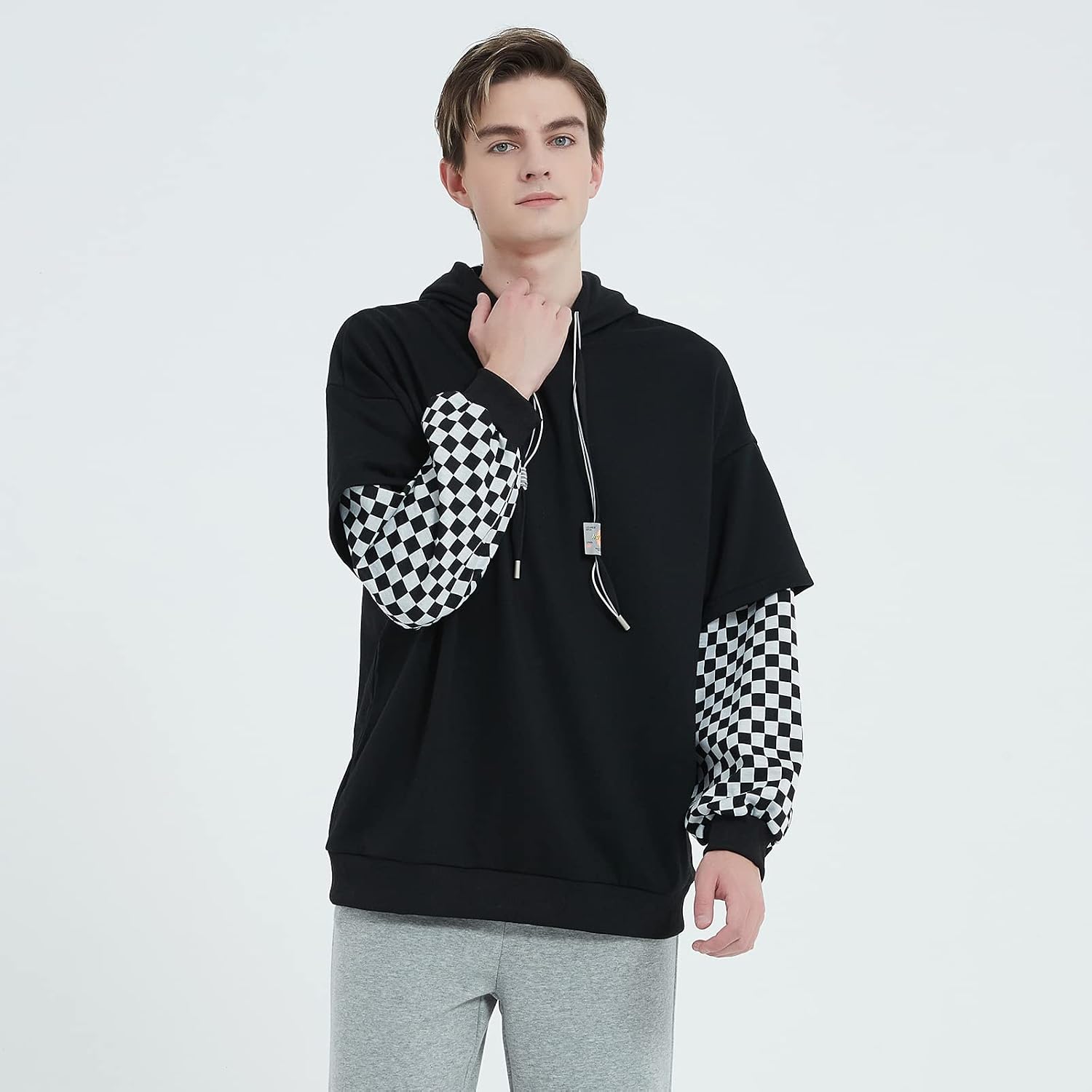 GURUNVANI Lappteknik huvtröjor herr bokstavstryck streetwear huvtröja herr sweatshirt