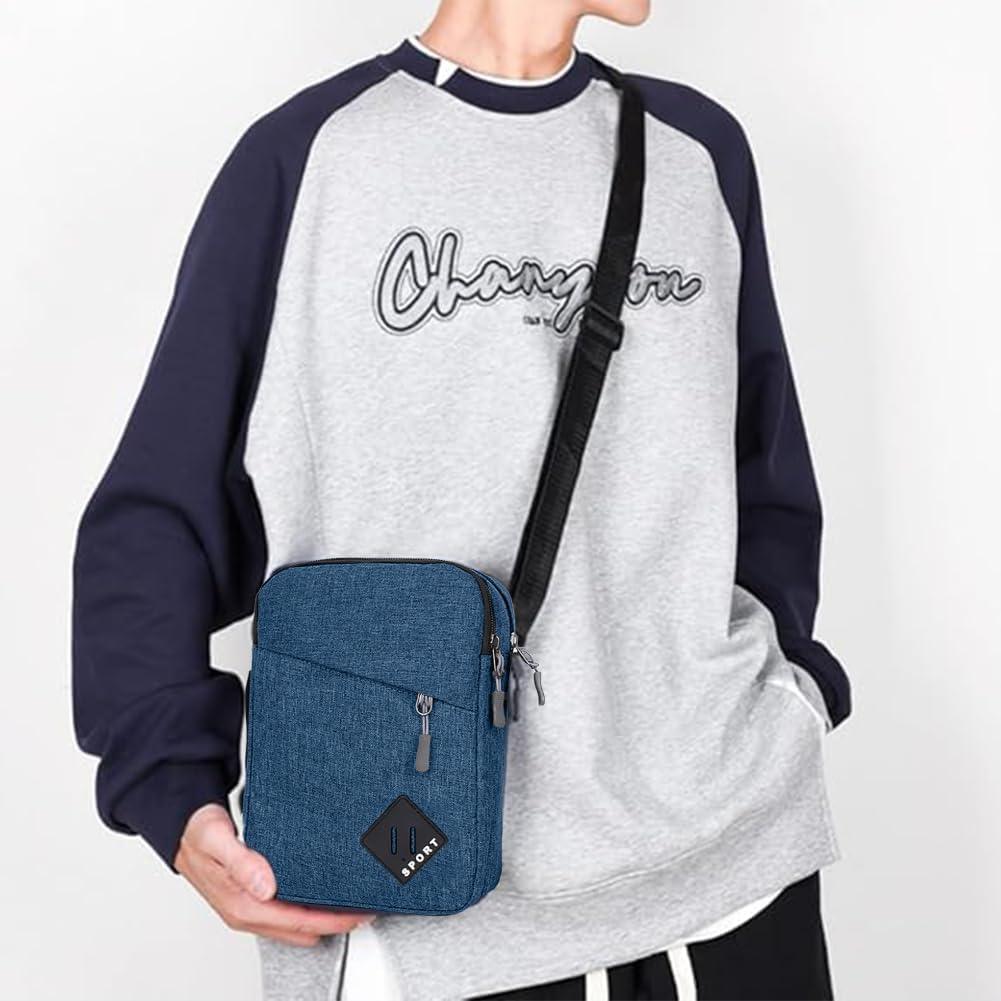 Aucuu Axelväska för män, Oxford Crossbody väska, vattentät liten sidoväska för män, ledig handväska, messengerväska med dragkedja och justerbar rem, lätt bröstväska för daglig användning, arbete