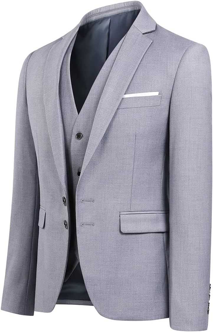 YOUTHUP 3-delad kostym smal passform för män elegant business bröllop kostym blazer västar byxor