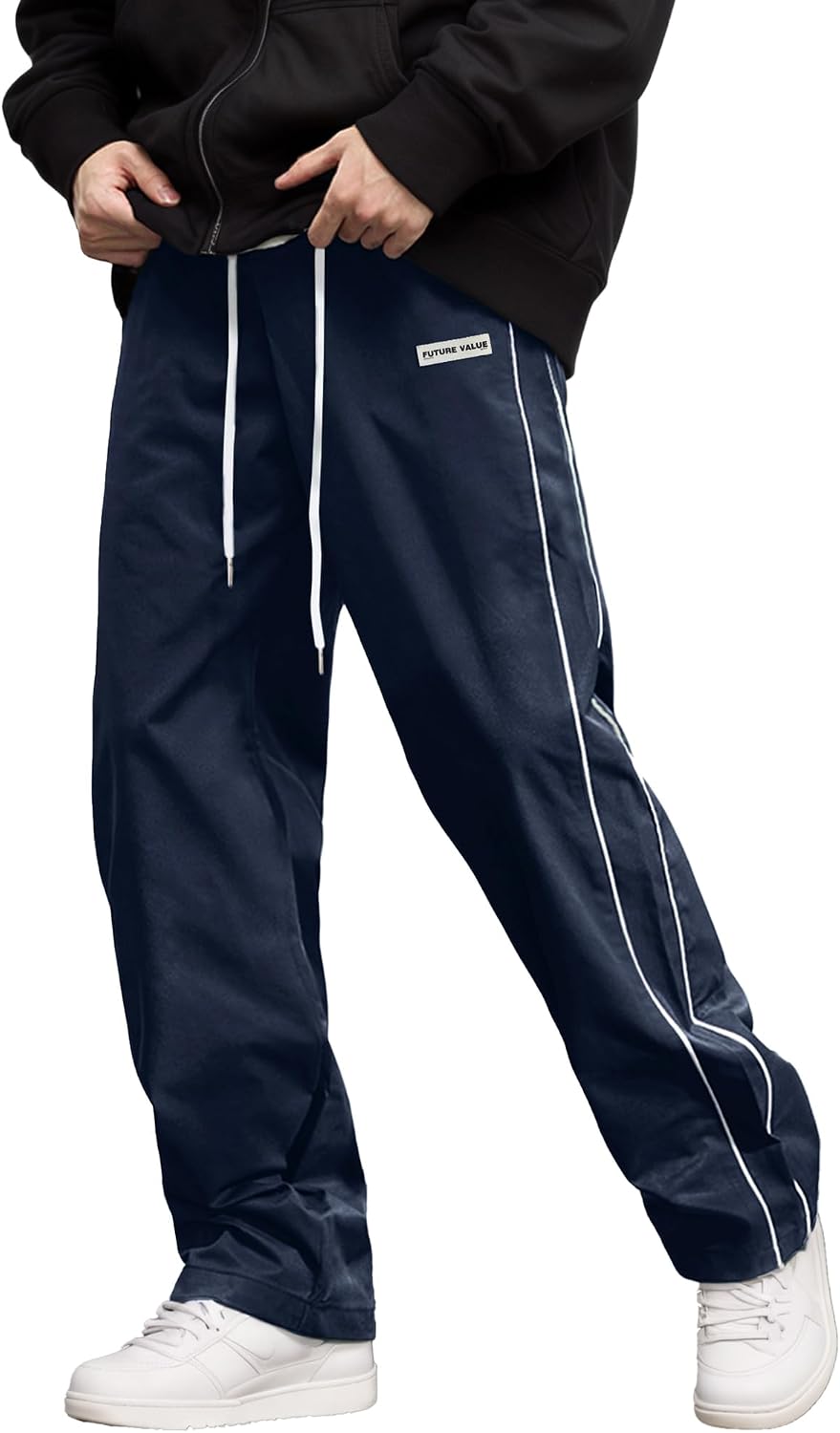 AIEOE herr, säckig joggingbyxor, Y2K, träningsbyxor, breda sportbyxor med dragsko, streetwear, fritidsbyxor med rörband, tonåring, mode