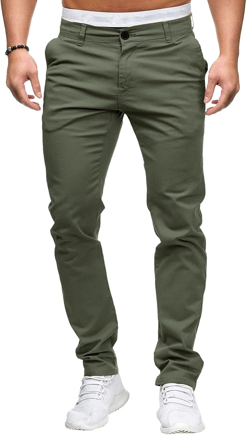 Herrbyxor med slim fit, chinos och stretch framtill, lätta affärsbyxor, vardagliga kontorsbyxor