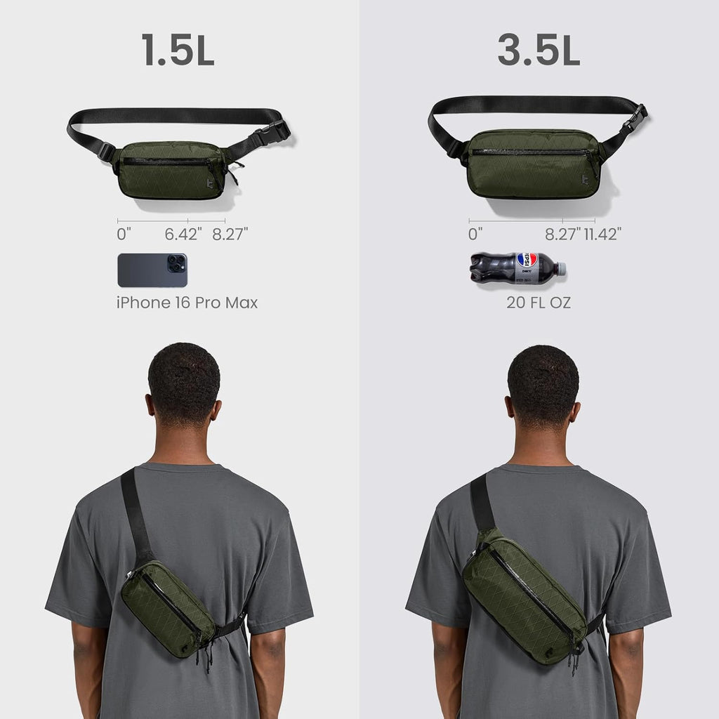 tomtoc 1,5 l crossbody väska med RFID-skydd, liten unisex axelremsväska, sling bag, lätt, vattentät sling bag, för utomhusresor, svart